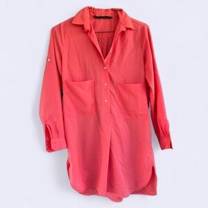 Zara | Coral Button-Down Tunic